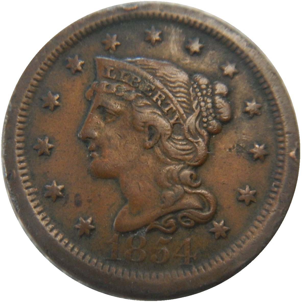 1854-1c-Braided-Hair-Large-Cent-#2